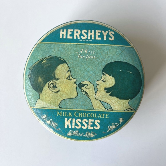 Hershey's Other - Vintage 1982 Hershey's Kisses Tin Round Candy Box Made in England